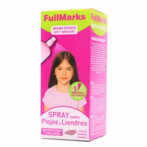 foto de la caja del antipiojos full mask spray contra piojos en color rosa que trae de regalo una liendrera y sale en la foto
