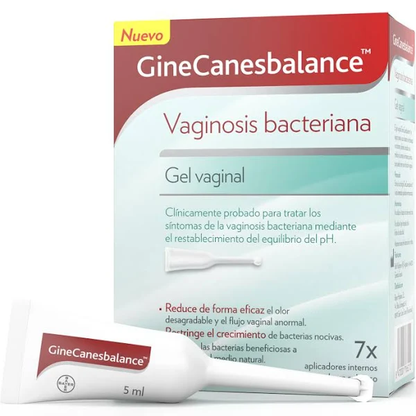 foto de la caja de ginecanesbalance para la vaginosis bacteriana con el tubo aplicador