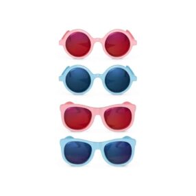 foto de los cuatro modelos disponibles de gafas de sol suavinex para edades de 0 a 12 meses arriba las rosas con formato redondo, abajo las azules redondas, siguiendo por las rosas cuadradas y por ultimo las cuadradas azules